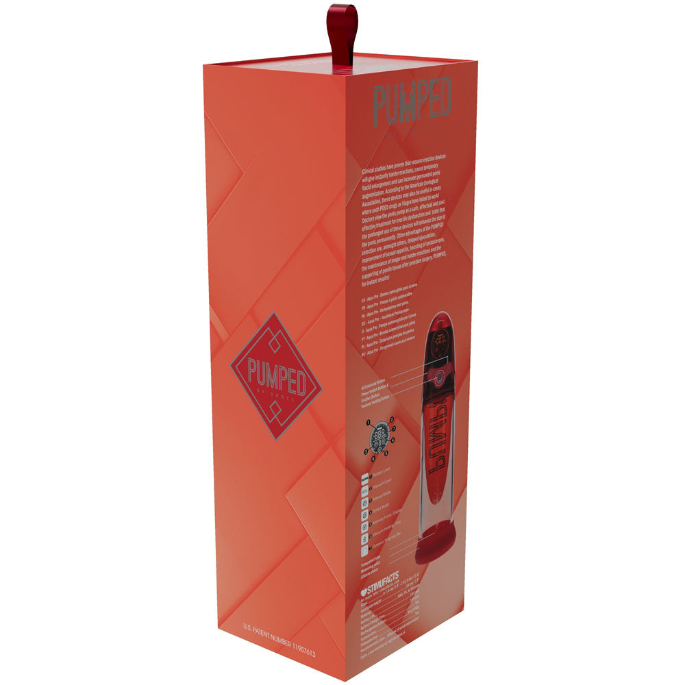 PUMPED Aqua-Pro Auto AI-Enabled Submersible Penis Pump - Red USB Rechargeable