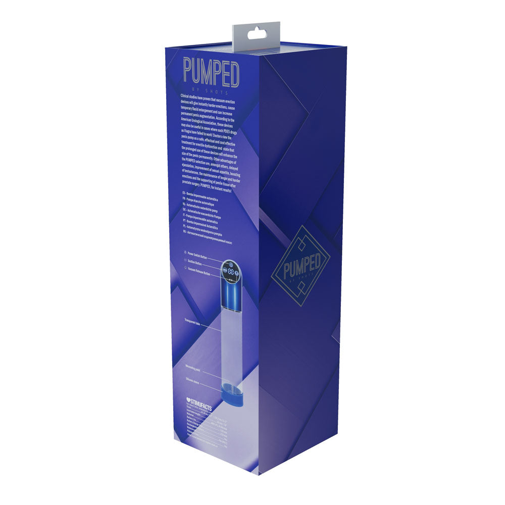 PUMPED Automatic Waterproof Penis Pump - Blue/Clear USB Rechargeable
