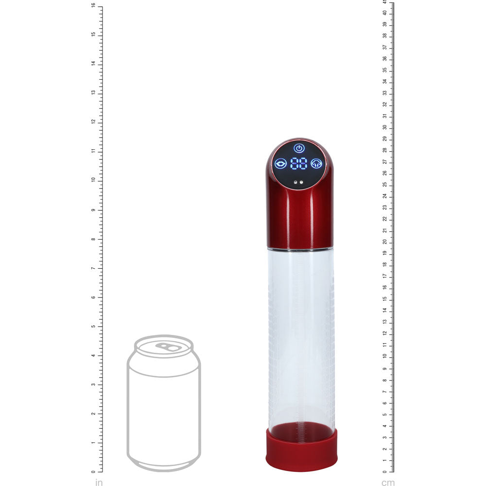 PUMPED Automatic Waterproof Penis Pump - Metal Red/Clear USB Rechargeable