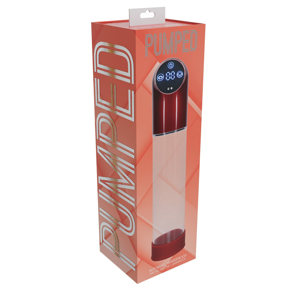 PUMPED Automatic Waterproof Penis Pump - Metal Red/Clear USB Rechargeable