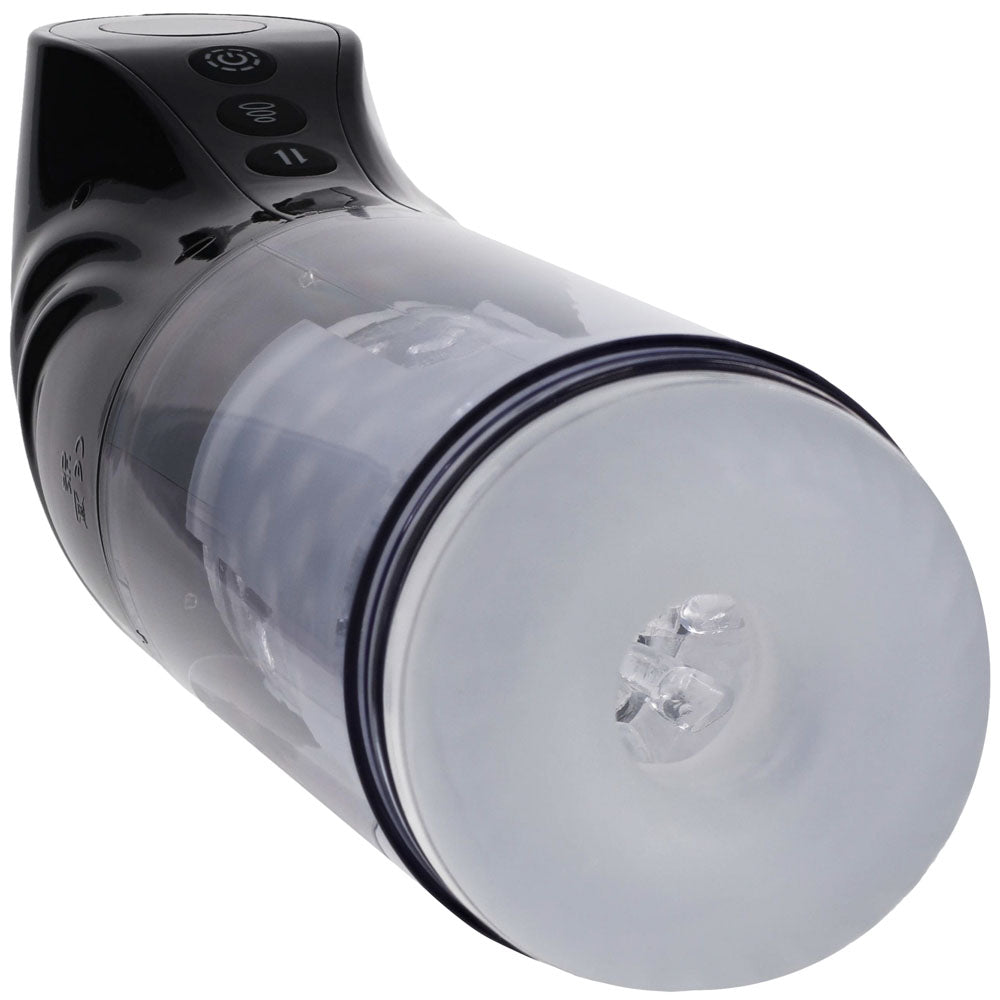 PUMPED Strokemate - Sucking Rotating and Thrusting Auto Masturbator Black/Clear USB Rechargeable