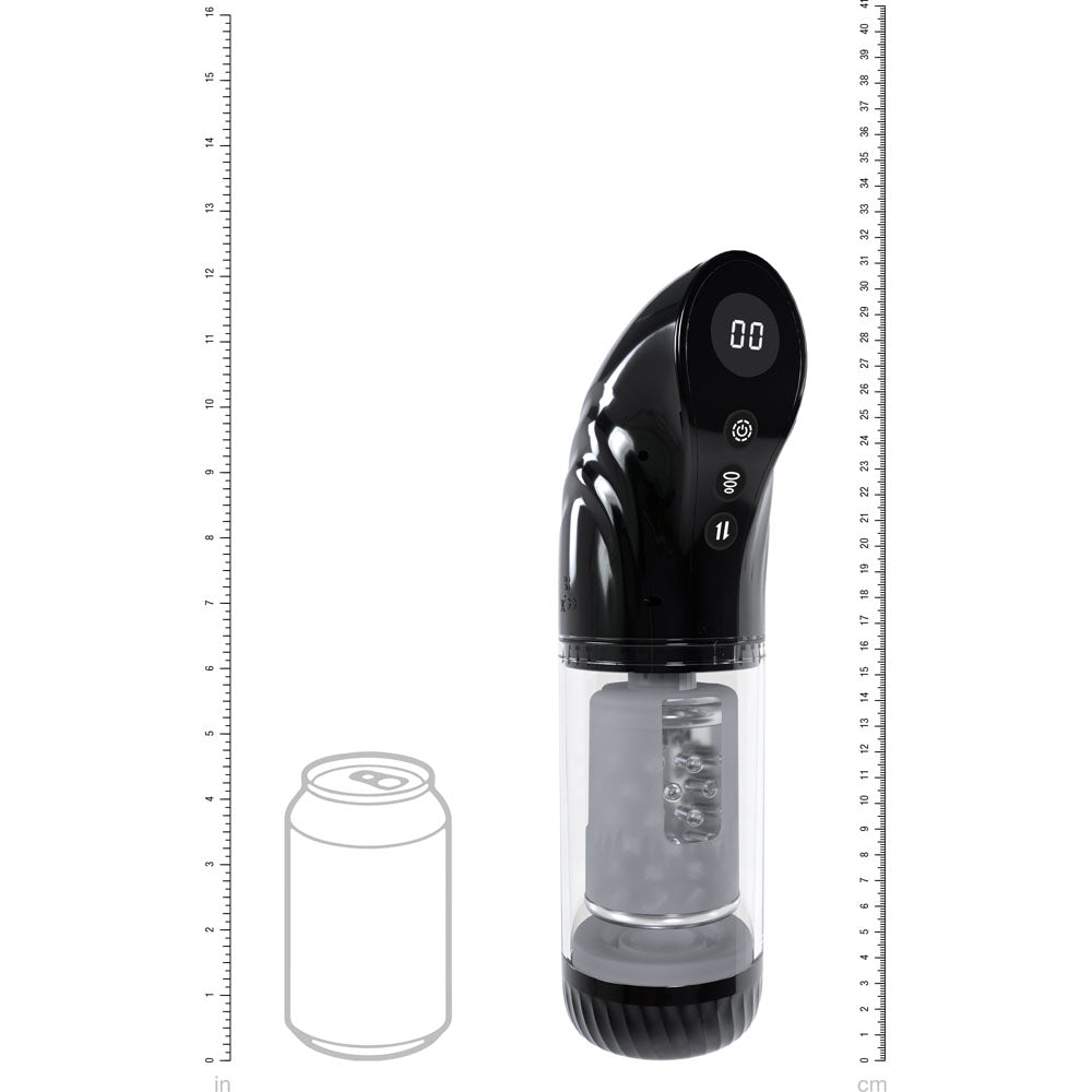 PUMPED Strokemate - Sucking Rotating and Thrusting Auto Masturbator Black/Clear USB Rechargeable