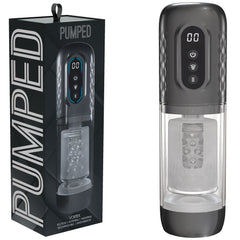 PUMPED Vortex - Sucking Rotating and Thrusting Auto Masturbator Gunmetal Grey/Clear USB Rechargeable