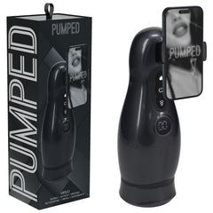 PUMPED Virtuo - Sucking And Vibrating Auto Masturbator Gunmetal Grey/Clear USB Rechargeable