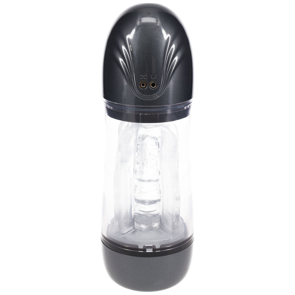 PUMPED SonicPull - Sucking And Vibrating Auto Masturbator Gunmetal Grey/Clear USB Rechargeable