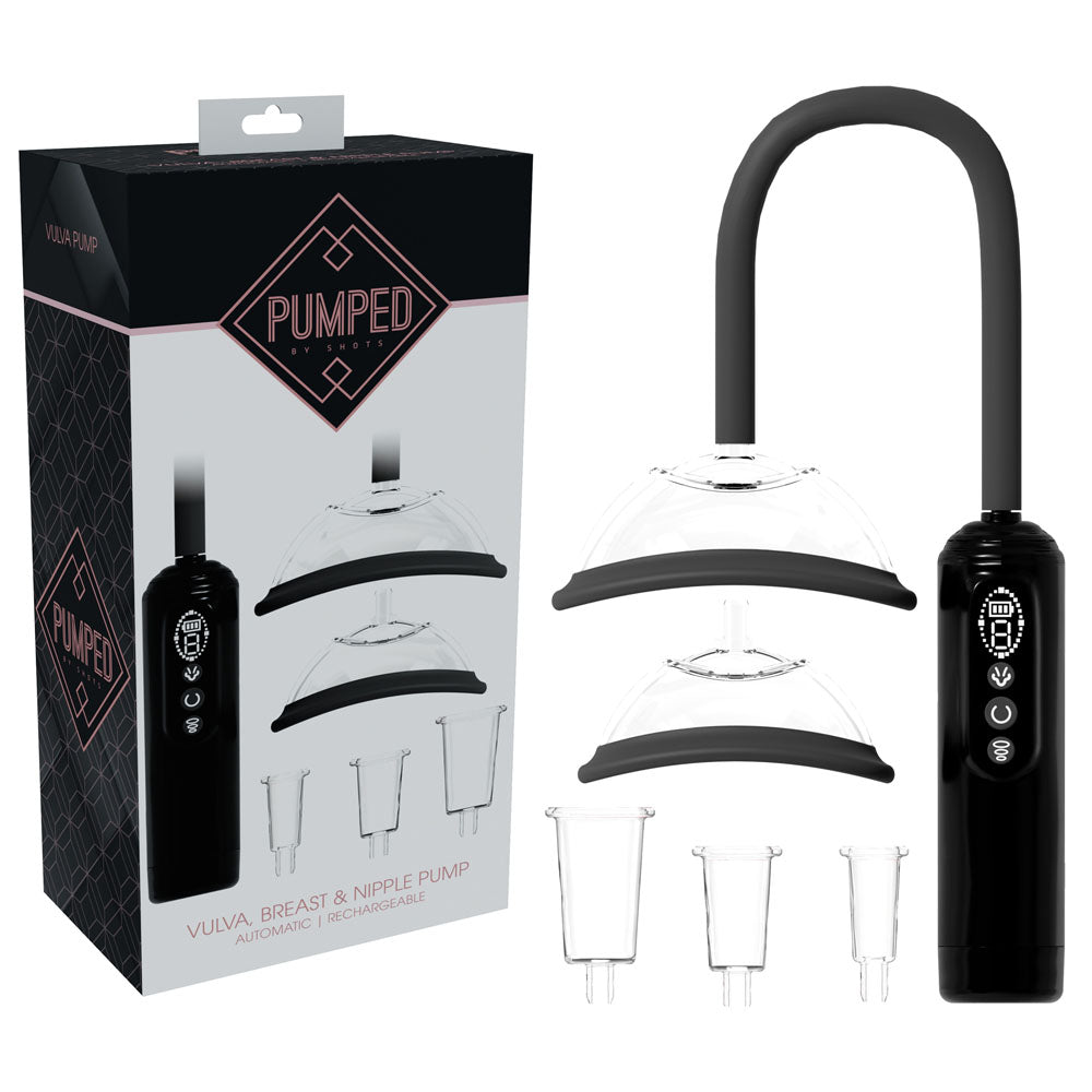 PUMPED Vulva, Breast & Nipple Pump - Black - Black USB Rechargeable Ladies Pump Set