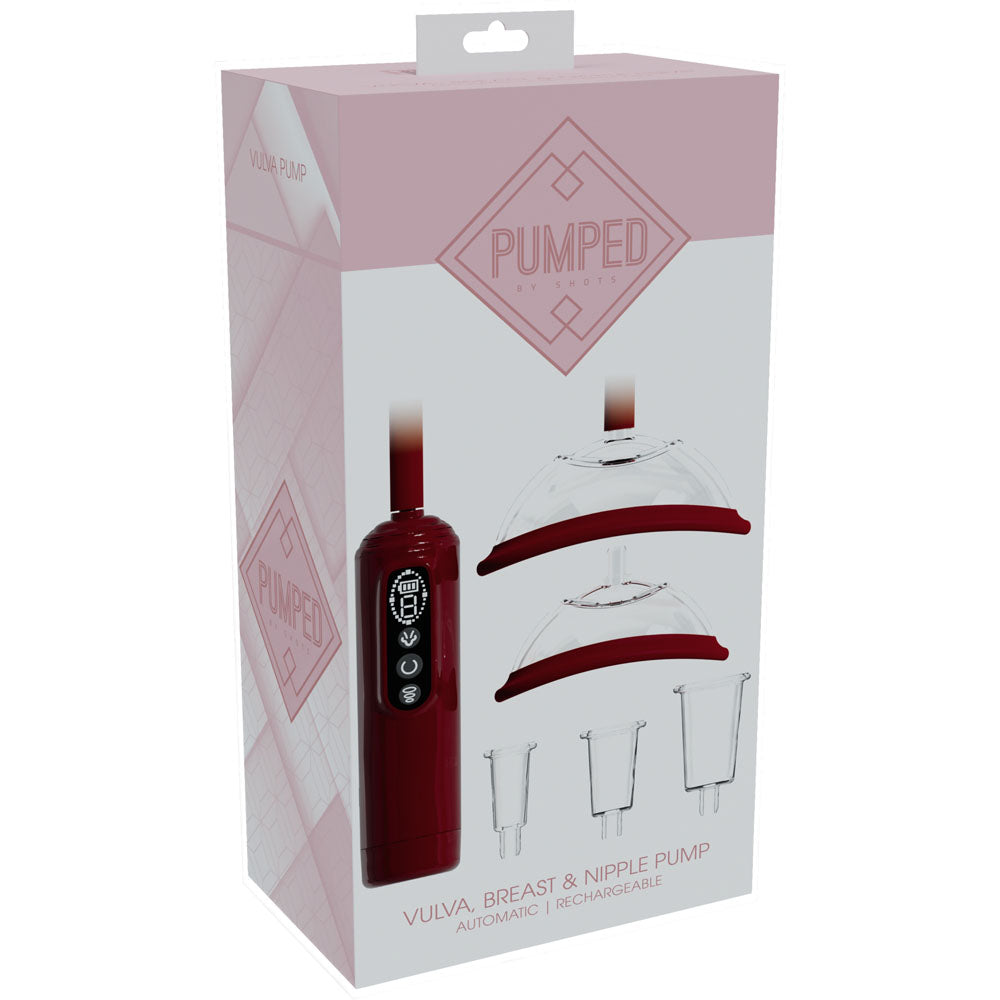 PUMPED Vulva, Breast & Nipple Pump - Red - Red USB Rechargeable Ladies Pump Set