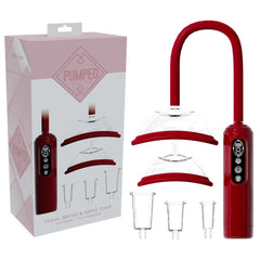 PUMPED Vulva, Breast & Nipple Pump - Red - Red USB Rechargeable Ladies Pump Set