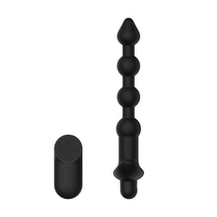 Passion Play Vibrating Anal Beads with Remote - Black USB Rechargeable Vibrating Anal Beads with Wireless Remote