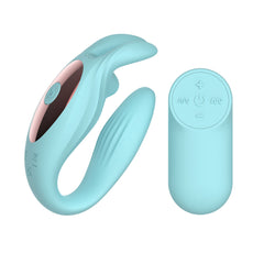 Passion Play Rabbit Couple Vibe with Remote Controller - Blue USB Rechargeable Couples Vibrator with Wireless Remote