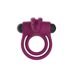 Passion Play Silicone Rabbit Vibrating Cockring - Purple USB Rechargeable Vibrating Penis and Balls Ring