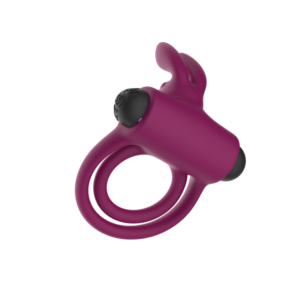 Passion Play Silicone Rabbit Vibrating Cockring - Purple USB Rechargeable Vibrating Penis and Balls Ring