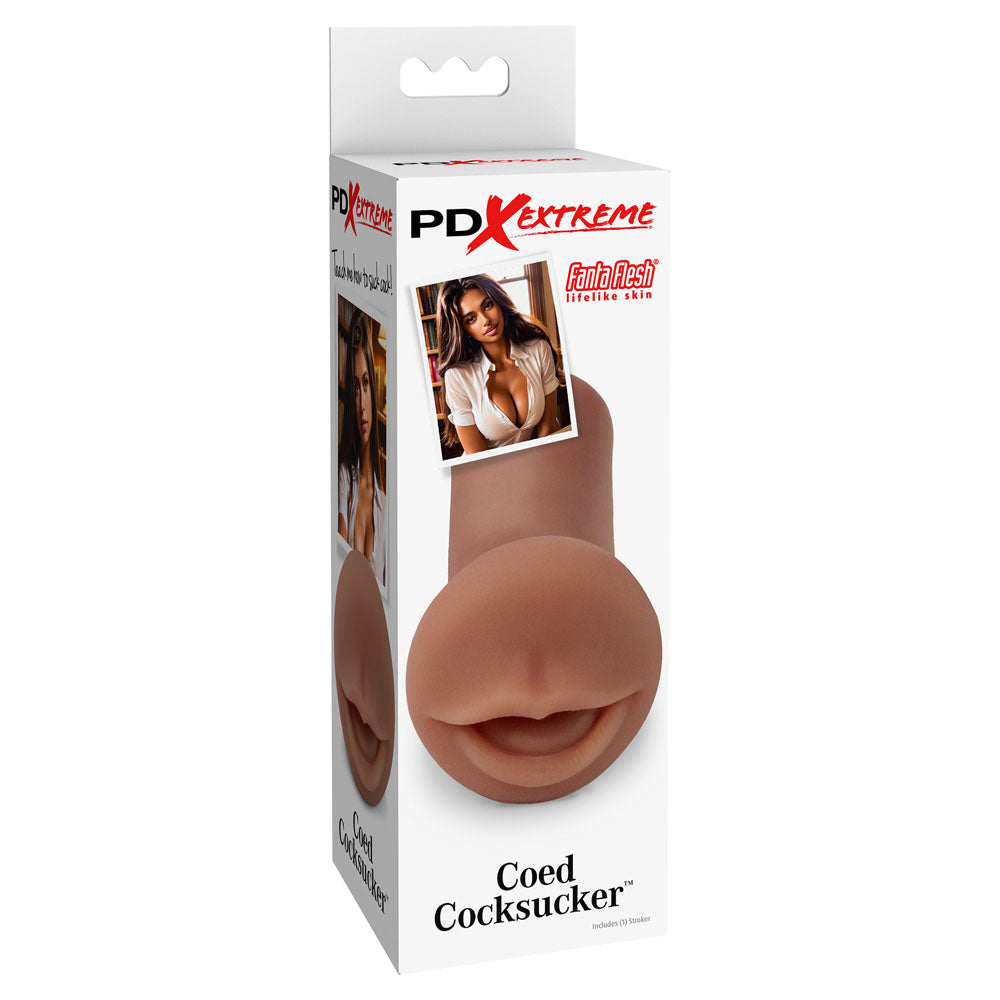 Pipedream Extreme Toyz Coed Cocksucker Mouth Stroker Masturbator  - Brown