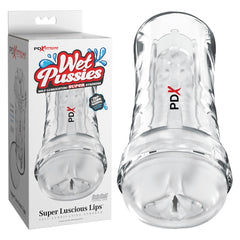 PDX Extreme Wet Pussies - Super Luscious Lips - Clear - Clear Self Lubricating Vagina Stroker