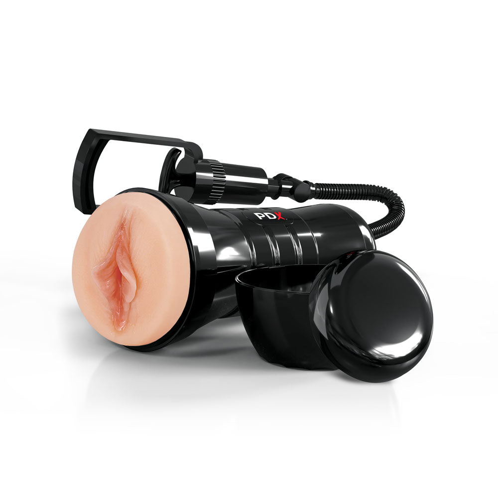 PDX Wet Pussies Super Sucker XXL Stroker - Flesh - Flesh Vagina Stroker with Suction Pump