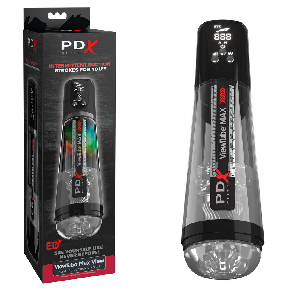 PDX Elite ViewTube MAX View - Clear USB Rechargeable Suction Auto Stroker Masturbator