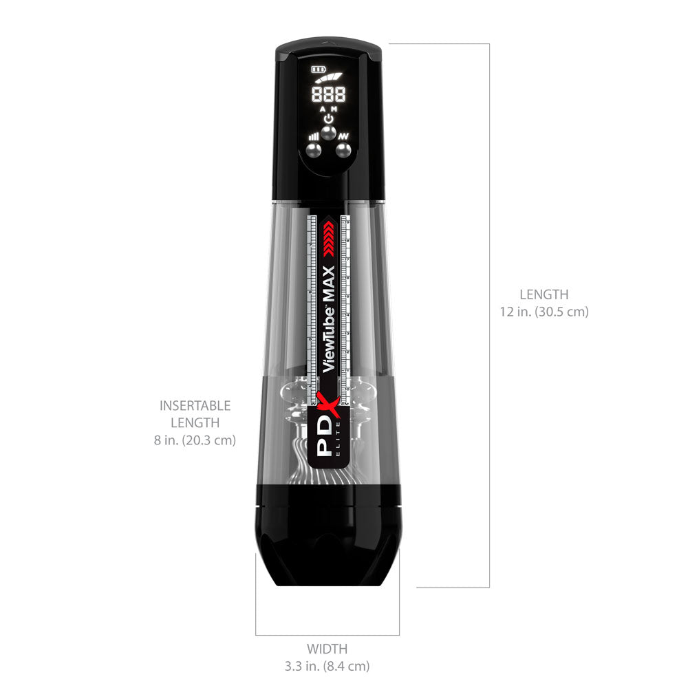 PDX Elite ViewTube MAX View - Clear USB Rechargeable Suction Auto Stroker Masturbator