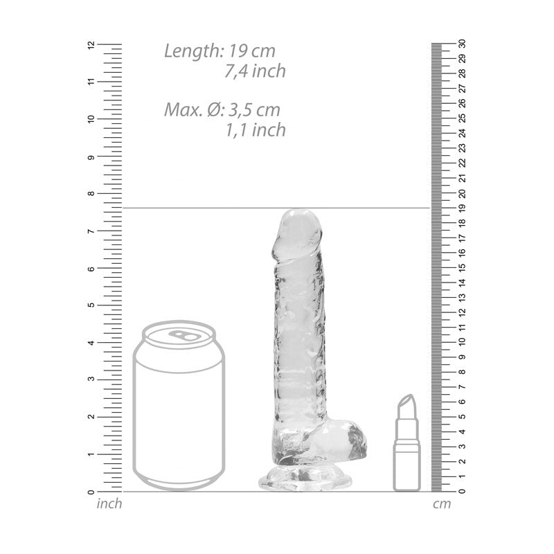 RealRock 7'' Realistic Dildo With Balls - Clear Dong