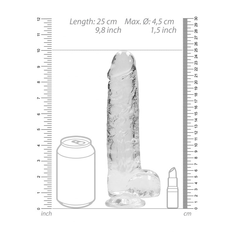 RealRock 9'' Realistic Dildo With Balls - Clear Dong