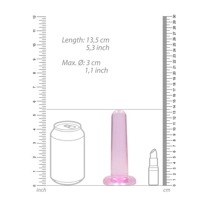 REALROCK Non Realistic Pink Dildo With Suction Cup - 13.5 cm