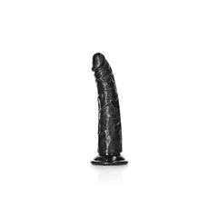 REALROCK Realistic Slim Black Dildo without Balls - 15.5 cm