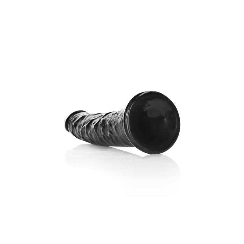 REALROCK Realistic Slim Black Dildo without Balls - 15.5 cm