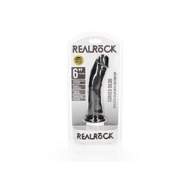REALROCK Realistic Black 15.5cm Curved Dildo