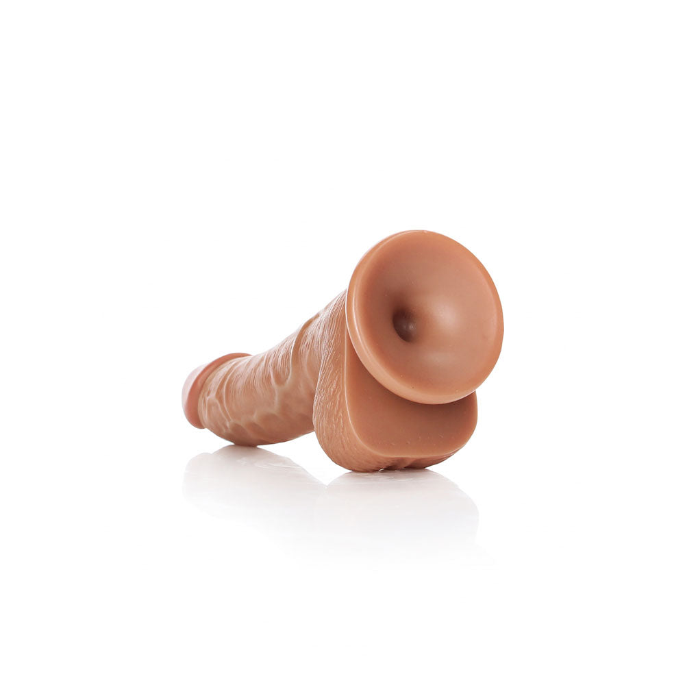 REALROCK Curved Dildo with Balls 15.5 cm - Tan