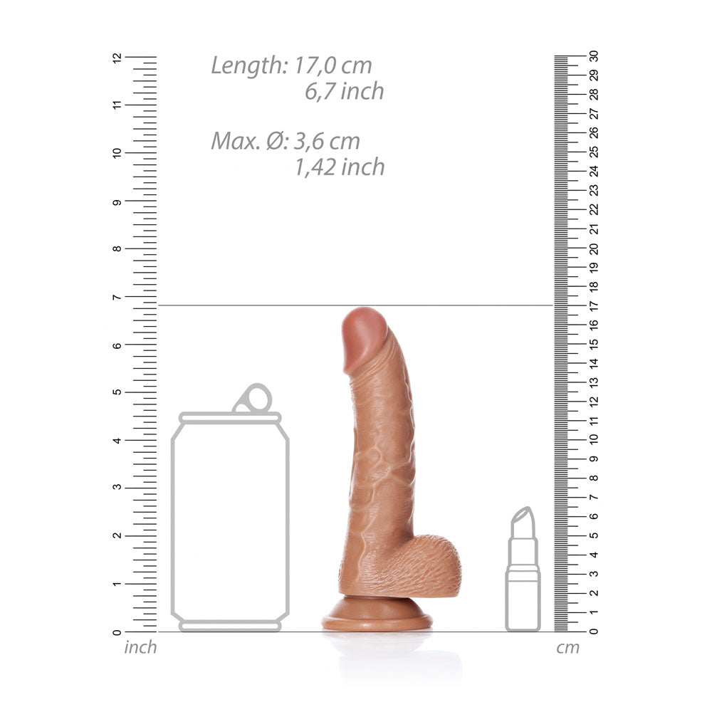 REALROCK Curved Dildo with Balls 15.5 cm - Tan