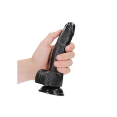 REALROCK Realistic 18cm Curved Dong with Balls - Black