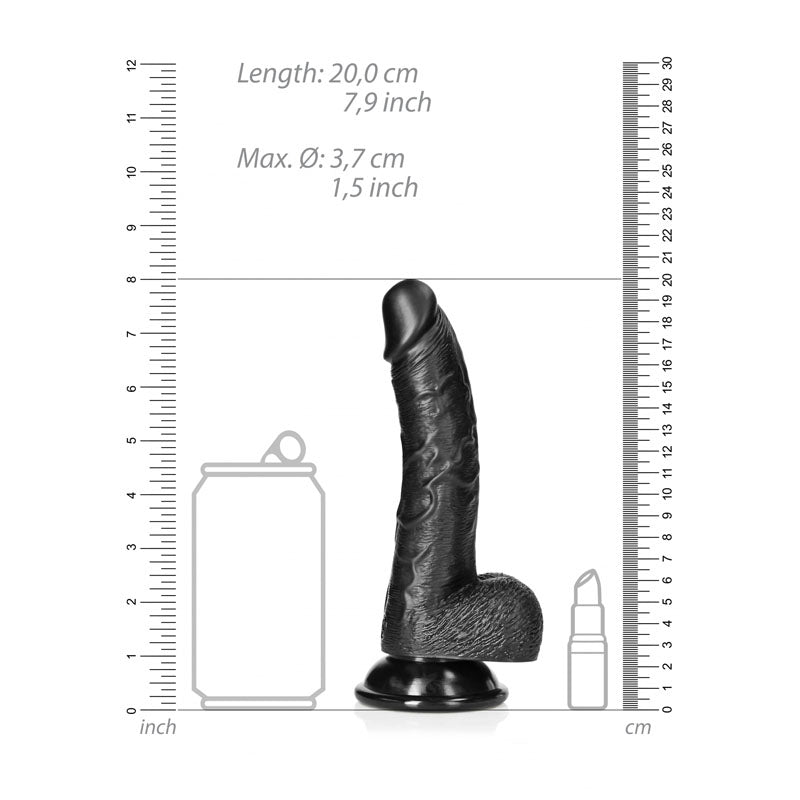 REALROCK Realistic 18cm Curved Dong with Balls - Black