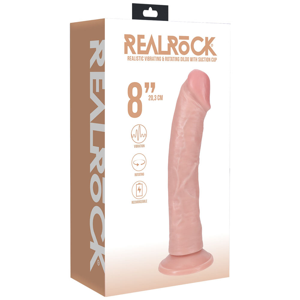 REALROCK 20cm Vibrating + Rotating Cock - Flesh Dildo