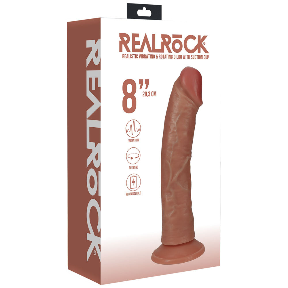 REALROCK 20cm Vibrating + Rotating Cock - Tan Dildo