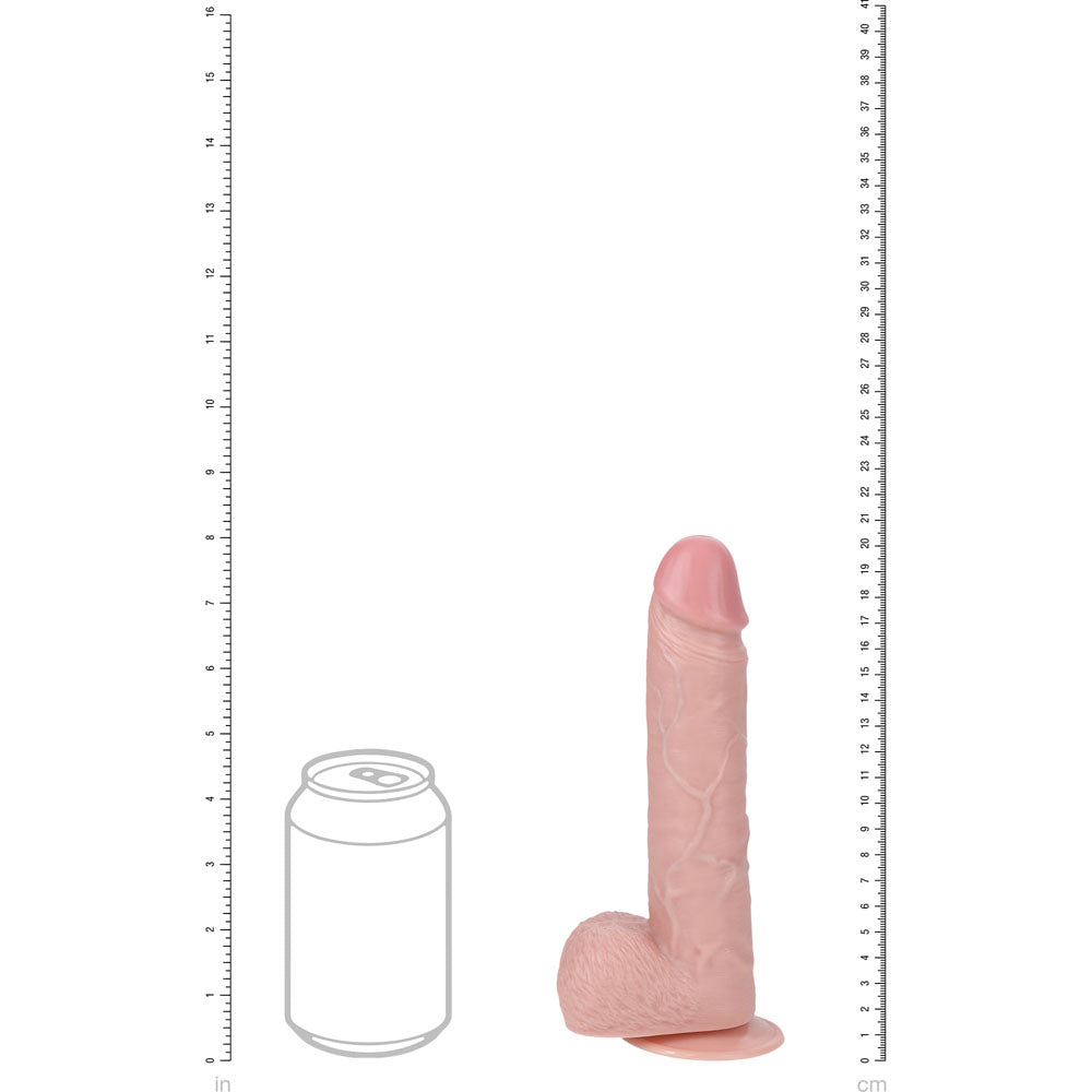 REALROCK 20cm Vibrating + Rotating Cock + Balls - Flesh Dildo