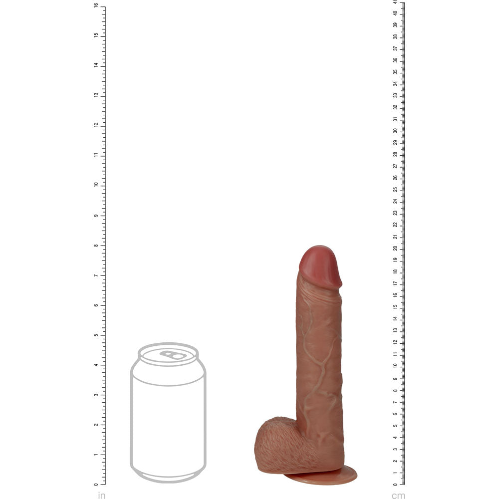 REALROCK 20cm Vibrating + Rotating Cock + Balls - Tan Dildo