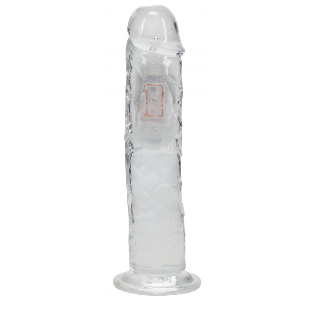 REALROCK 8'' Clear Wireless LED Vibrating Dong – USB Rechargeable 22cm with Remote