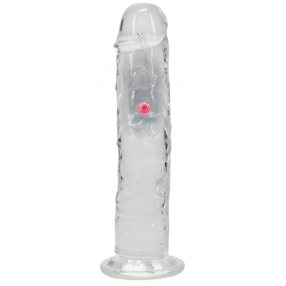 REALROCK 8'' Clear Wireless LED Vibrating Dong – USB Rechargeable 22cm with Remote