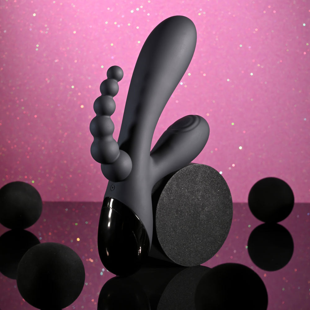 Selopa TRIPLE ACES Triple Stimulator Vibrator - Black 19.7 cm USB Rechargeable