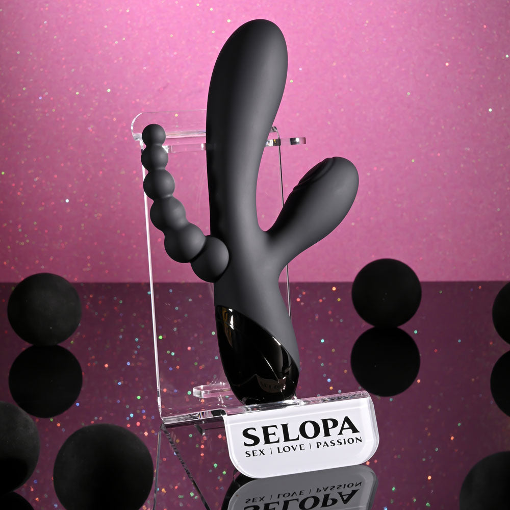 Selopa TRIPLE ACES Triple Stimulator Vibrator - Black 19.7 cm USB Rechargeable
