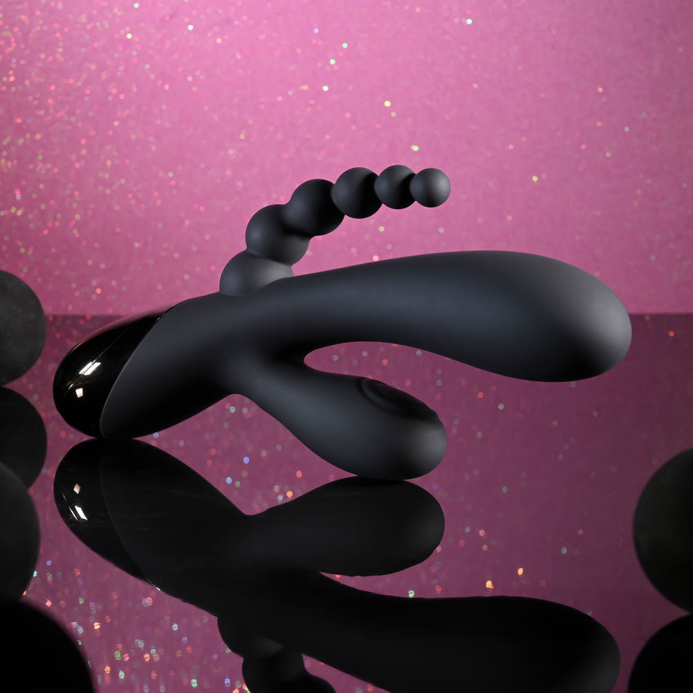 Selopa TRIPLE ACES Triple Stimulator Vibrator - Black 19.7 cm USB Rechargeable