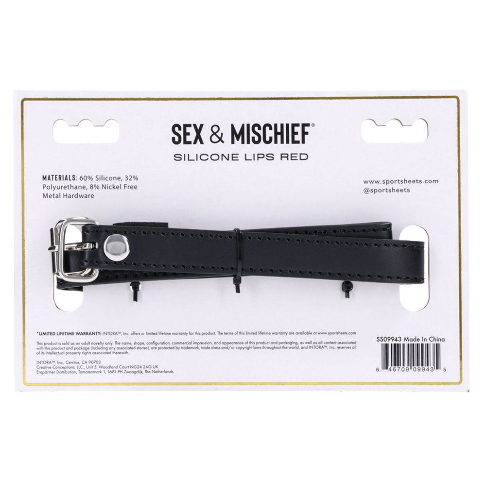 Sex & Mischief Silicone Lips Mouth Gag - Red