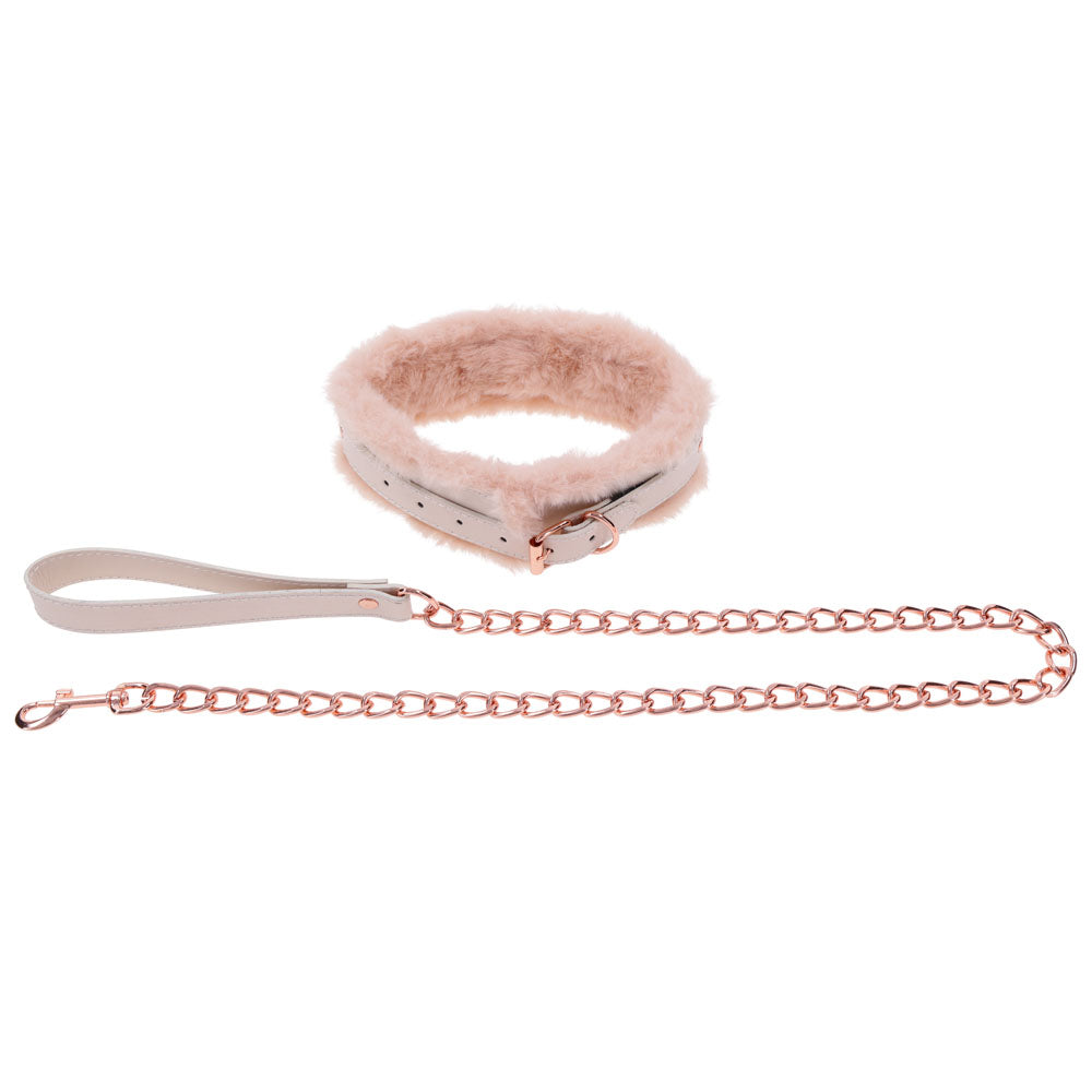 Sex & Mischief Peaches n CreaMe BDSM Fur Collar & Leash
