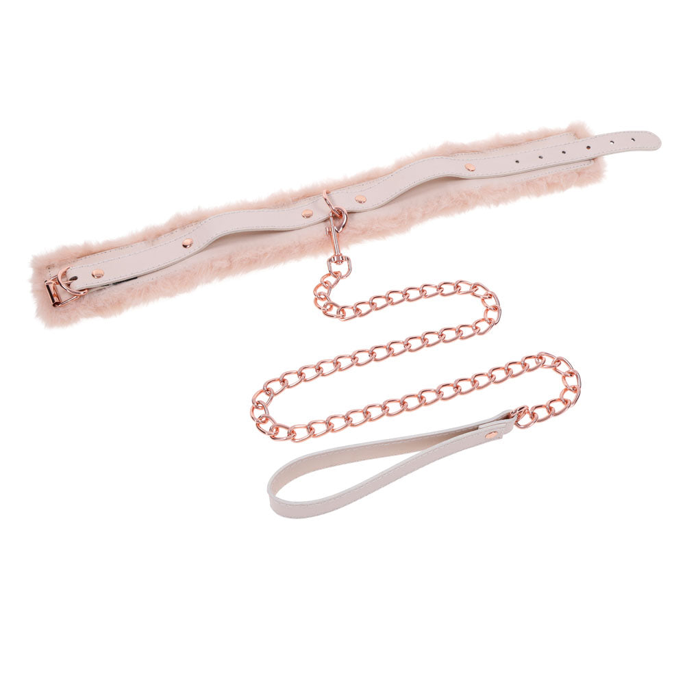 Sex & Mischief Peaches n CreaMe BDSM Fur Collar & Leash