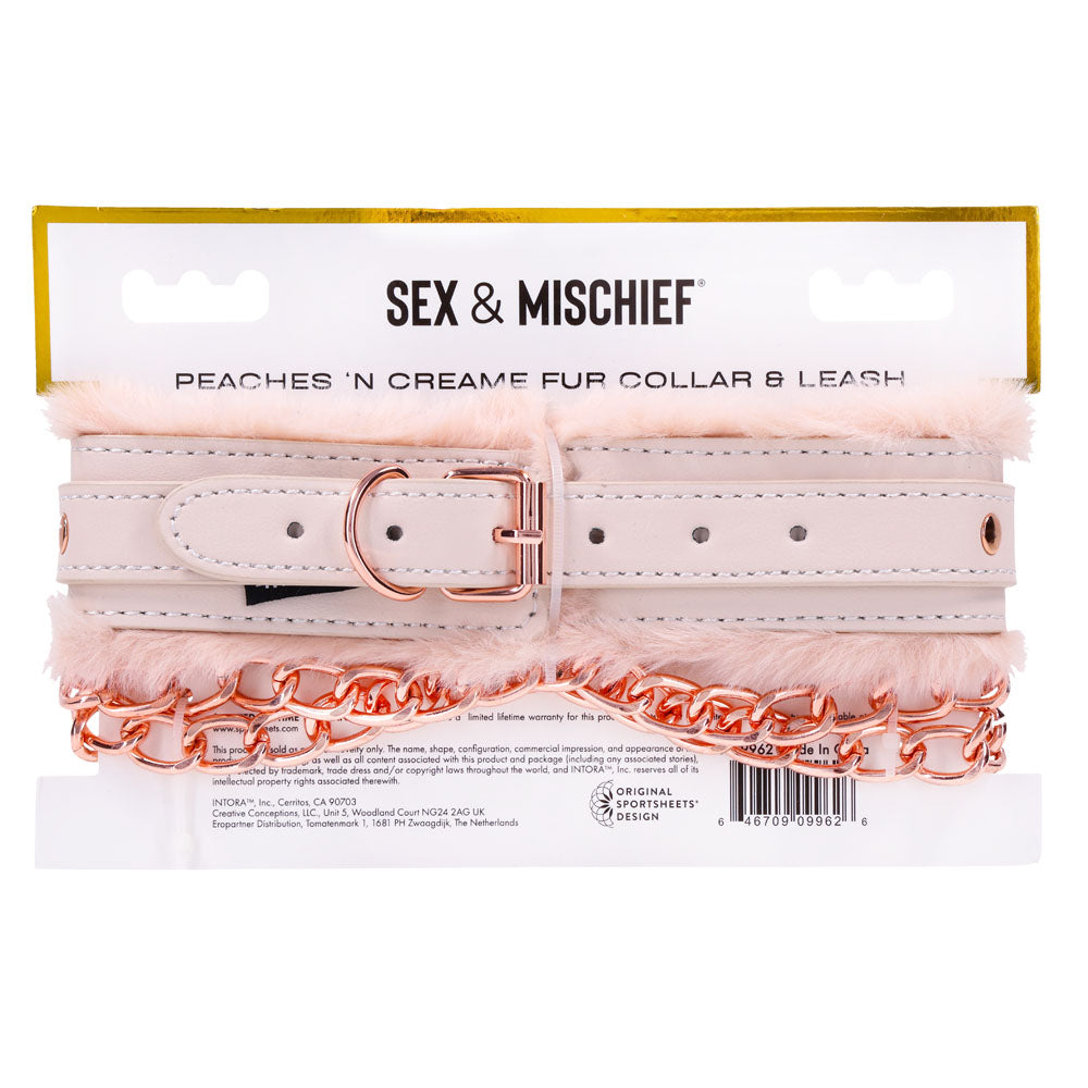 Sex & Mischief Peaches n CreaMe BDSM Fur Collar & Leash
