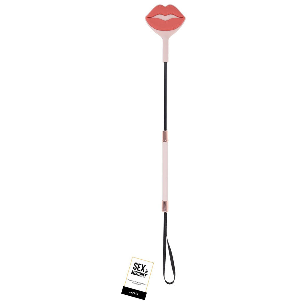 Sex & Mischief Peaches n CreaMe Kiss Crop - Peach Lip Tipped Whip