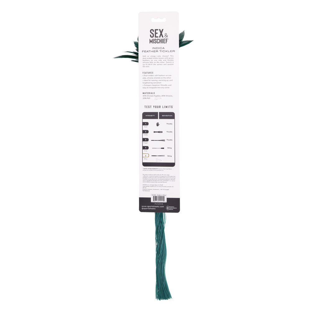 Sex & Mischief Indica Feather Tickler - Green Feather Tickler Whip