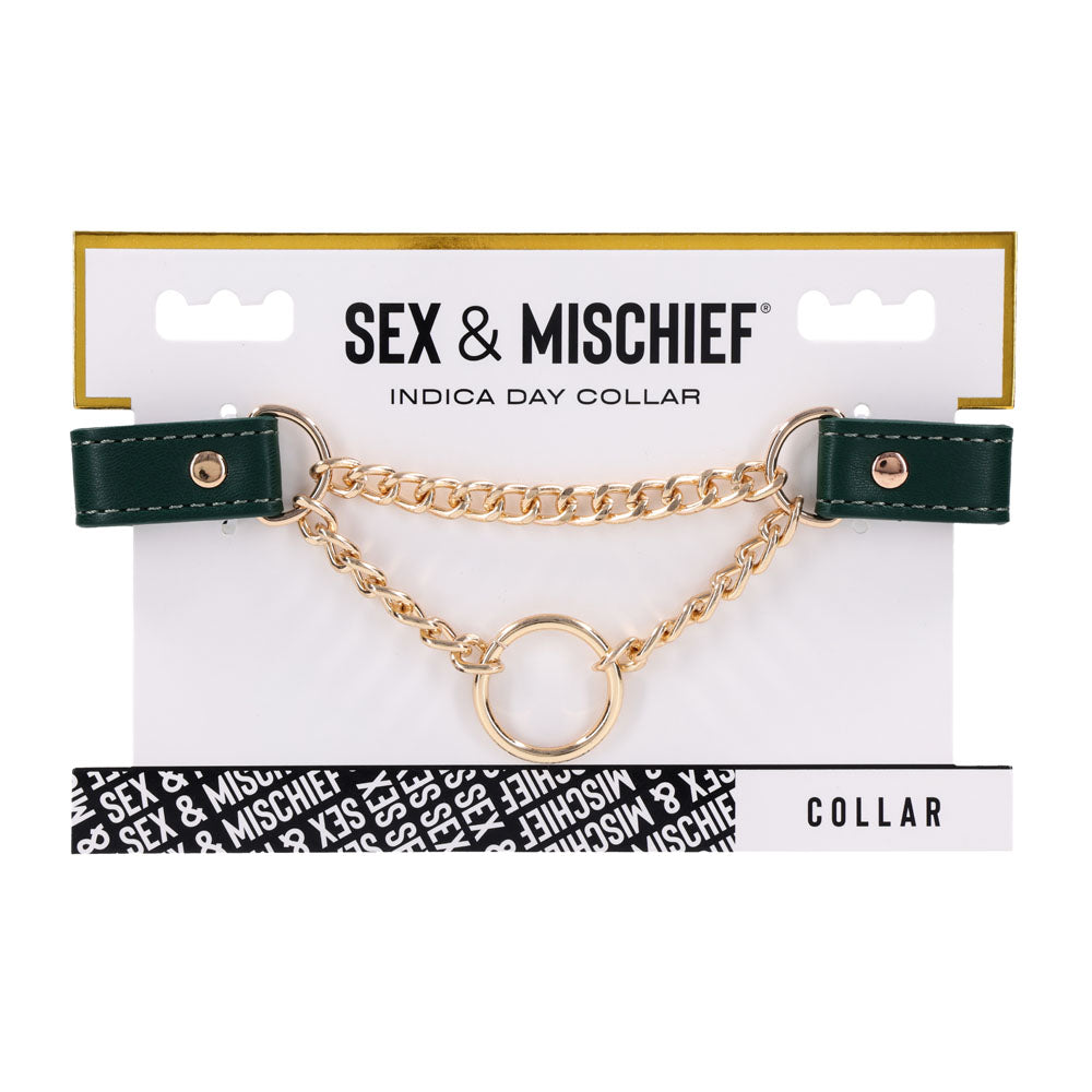 Sex & Mischief Indica Day Collar - Green/Gold Collar