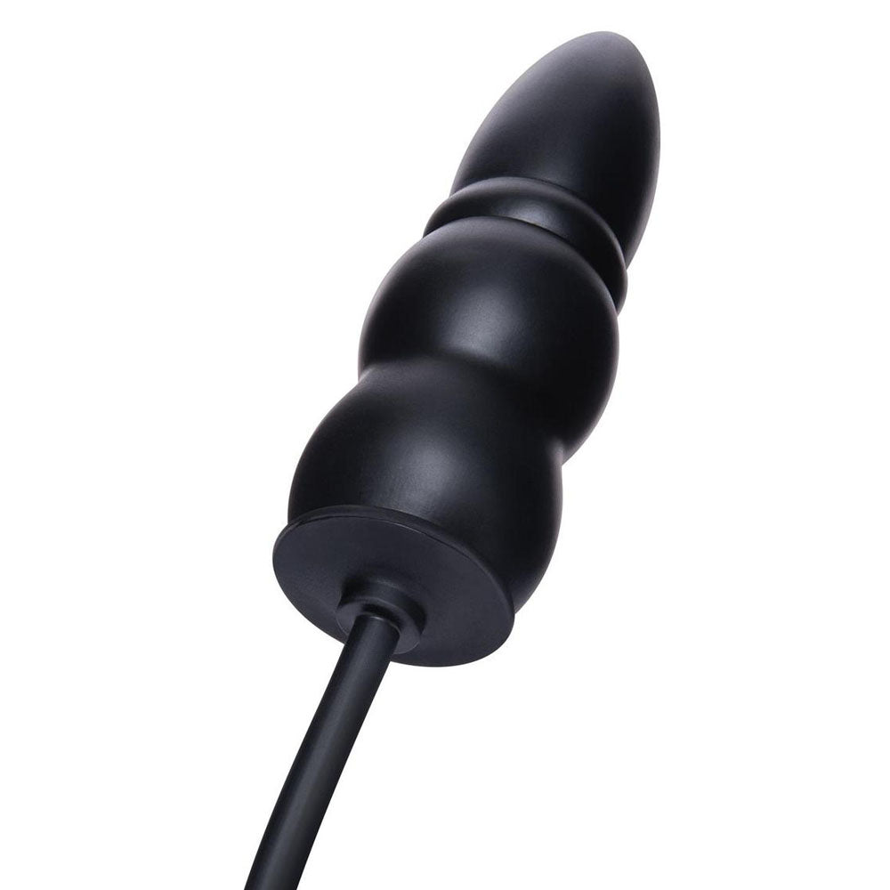 Size Up 5.5 Inch Ripple Inflatable Butt Plug - Black 15.2 cm