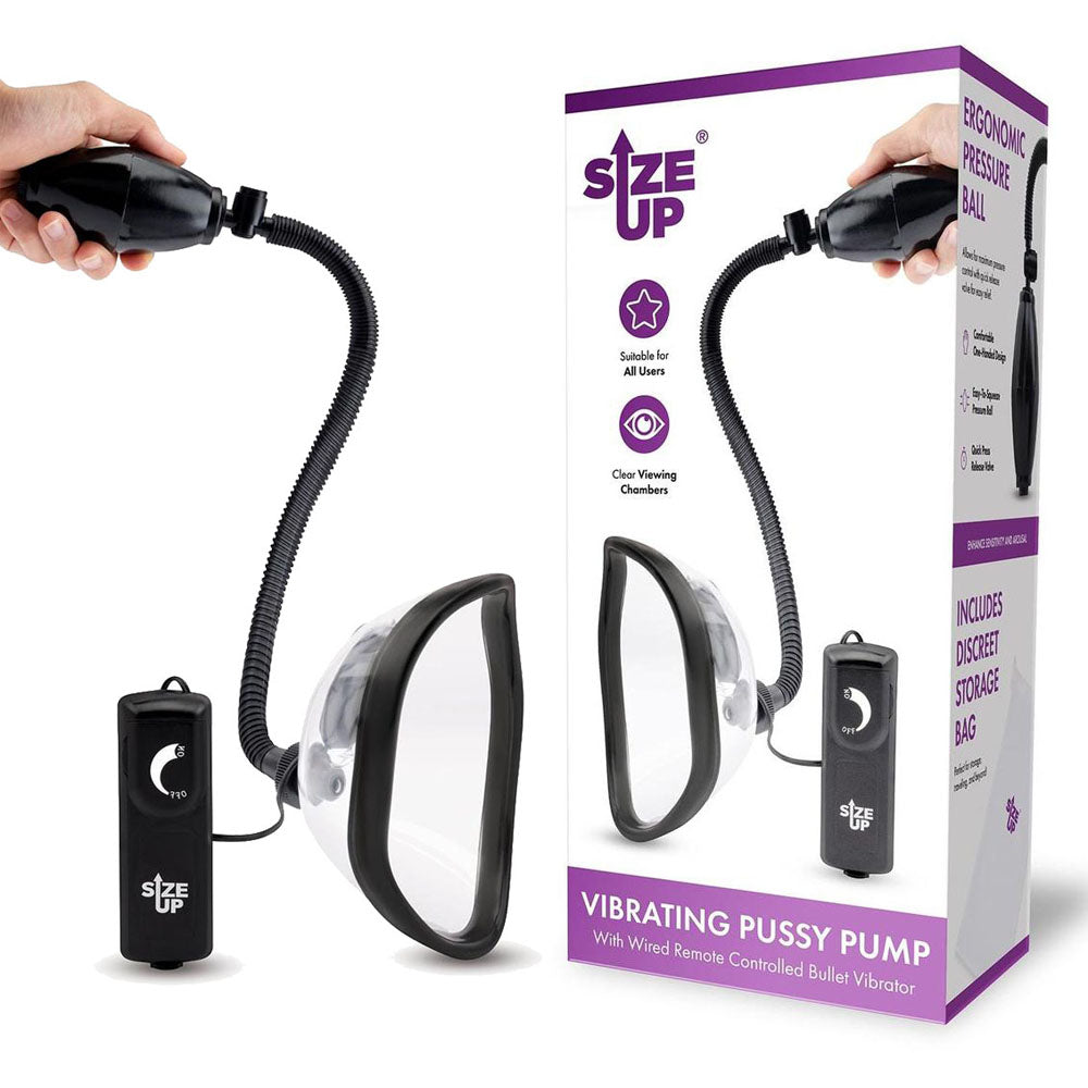 Size Up Vibrating Pussy Pump - Clear Vagina Pump