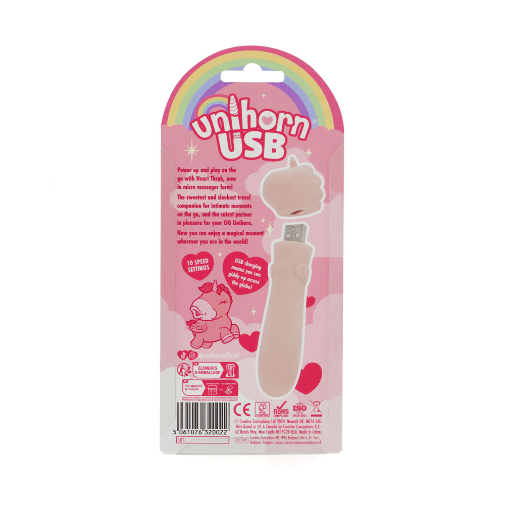Unihorn - USB Bullet - Heart Throb - Coral USB Rechargeable Vibrating Bullet